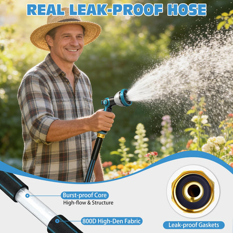 Halfjuly flat non-expandable hose emphasizes lightweight handling during watering tasks.