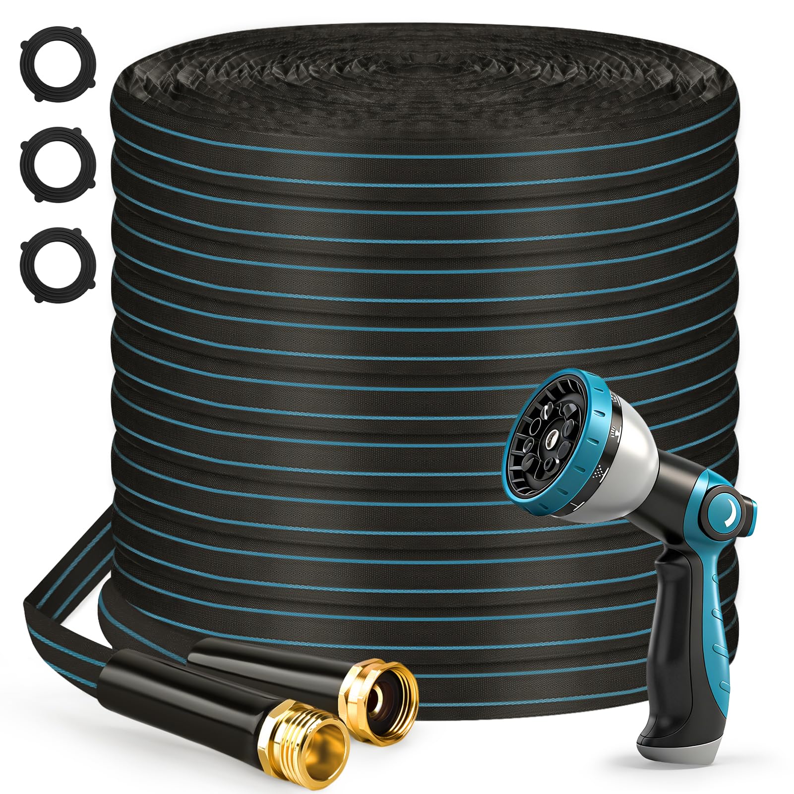 Halfjuly garden hose 100ft flat design for easy maneuvering and reduced tangling.