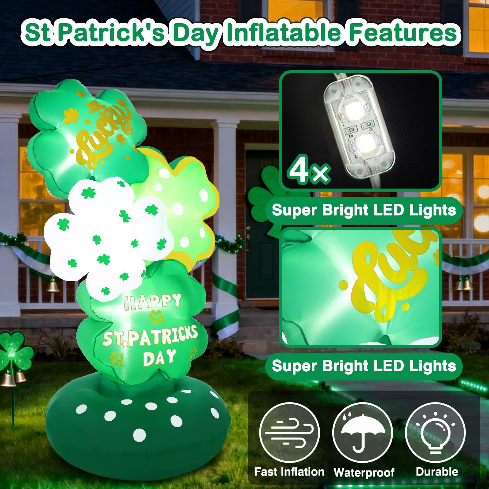 Halfjuly shamrock tower white leaf with green shamrocks adds charming whimsy.
