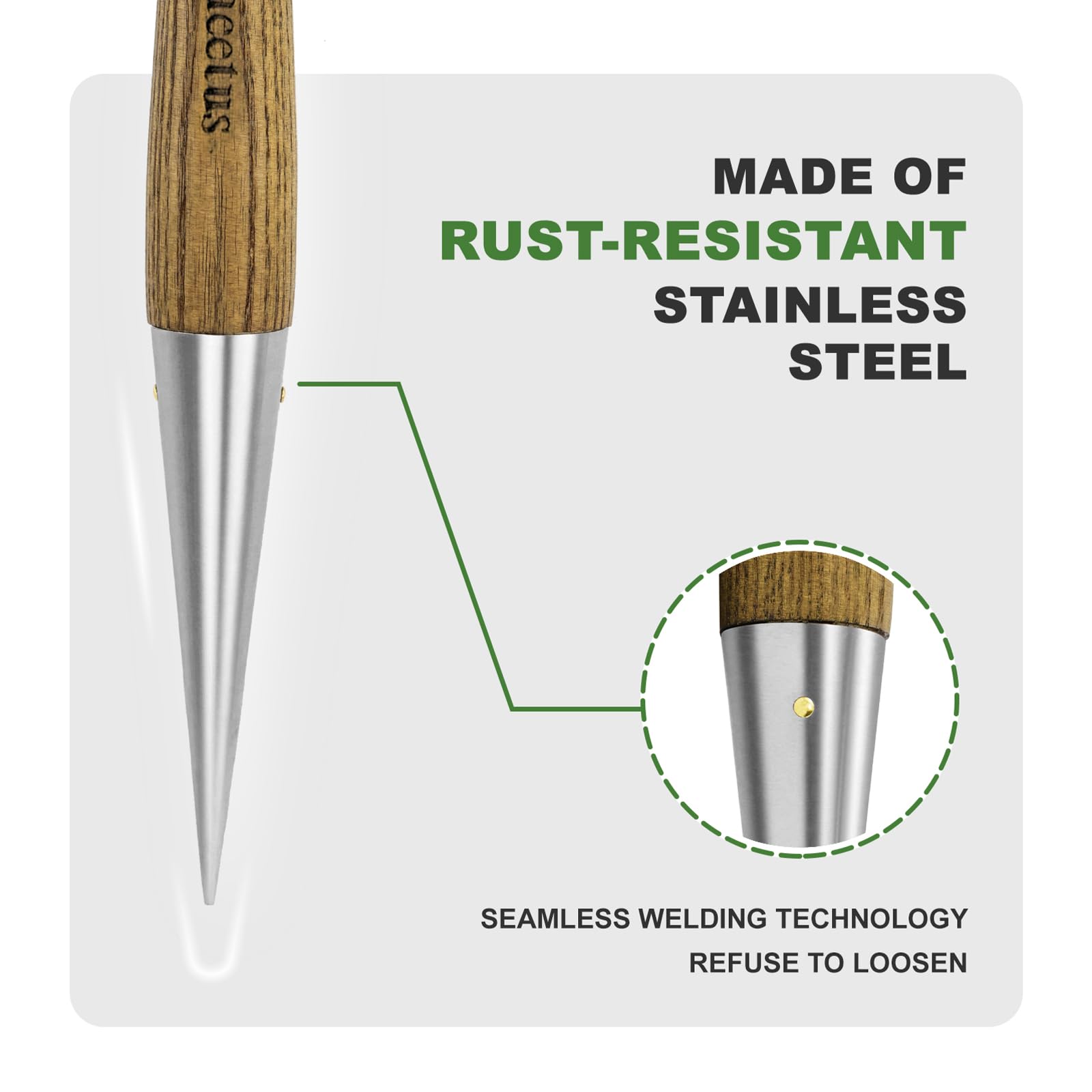 Haliaeetus dibber with T-shaped handle delivers comfortable grip during planting.