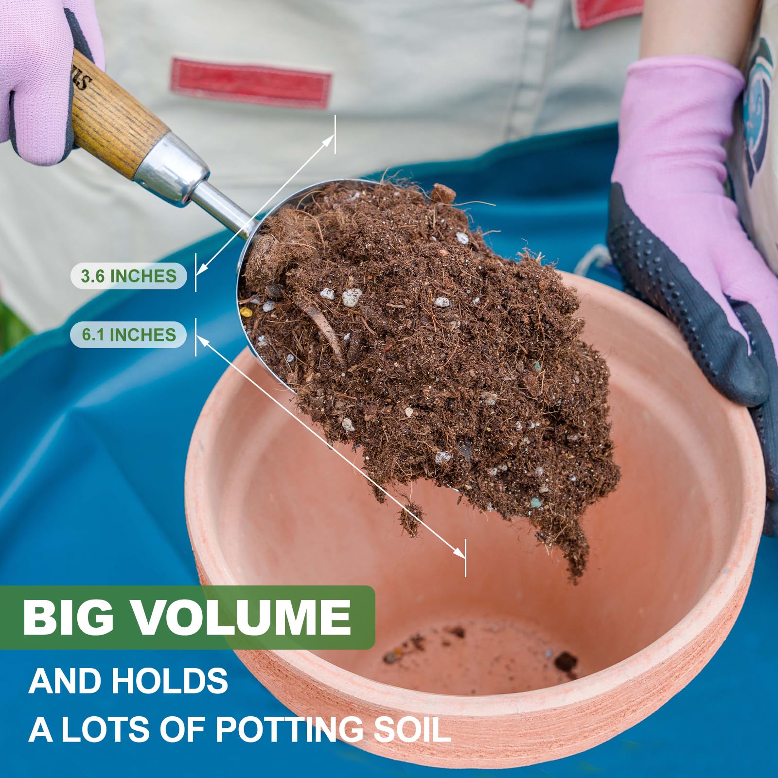 Haliaeetus ergonomic wood-handle dirt scoop reduces hand fatigue.