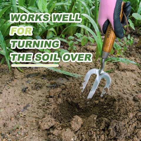 Haliaeetus ergonomic grip reduces wrist strain while digging near plant roots.