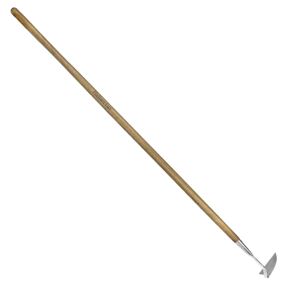 Haliaeetus Sickle Hoe with 58-inch handle, ideal for standing weed removal.