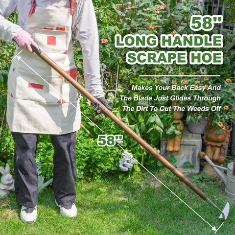 Haliaeetus Sickle Hoe elbow design for easy shallow weed scraping and root reach.
