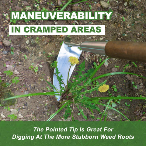 Sturdy stainless steel construction and ergonomic wood handle reduce fatigue.