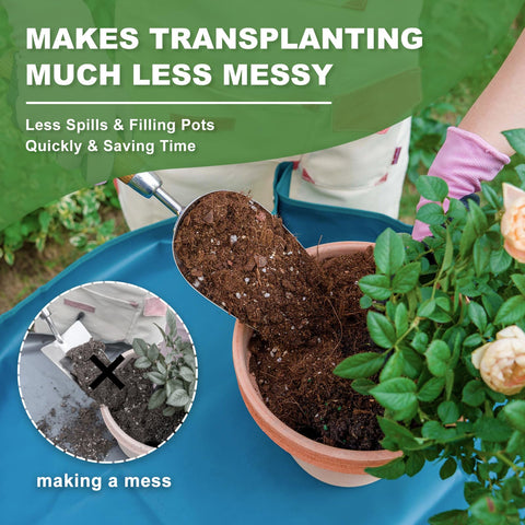 Haliaeetus vertical planter soil scoop for filling planter pockets.