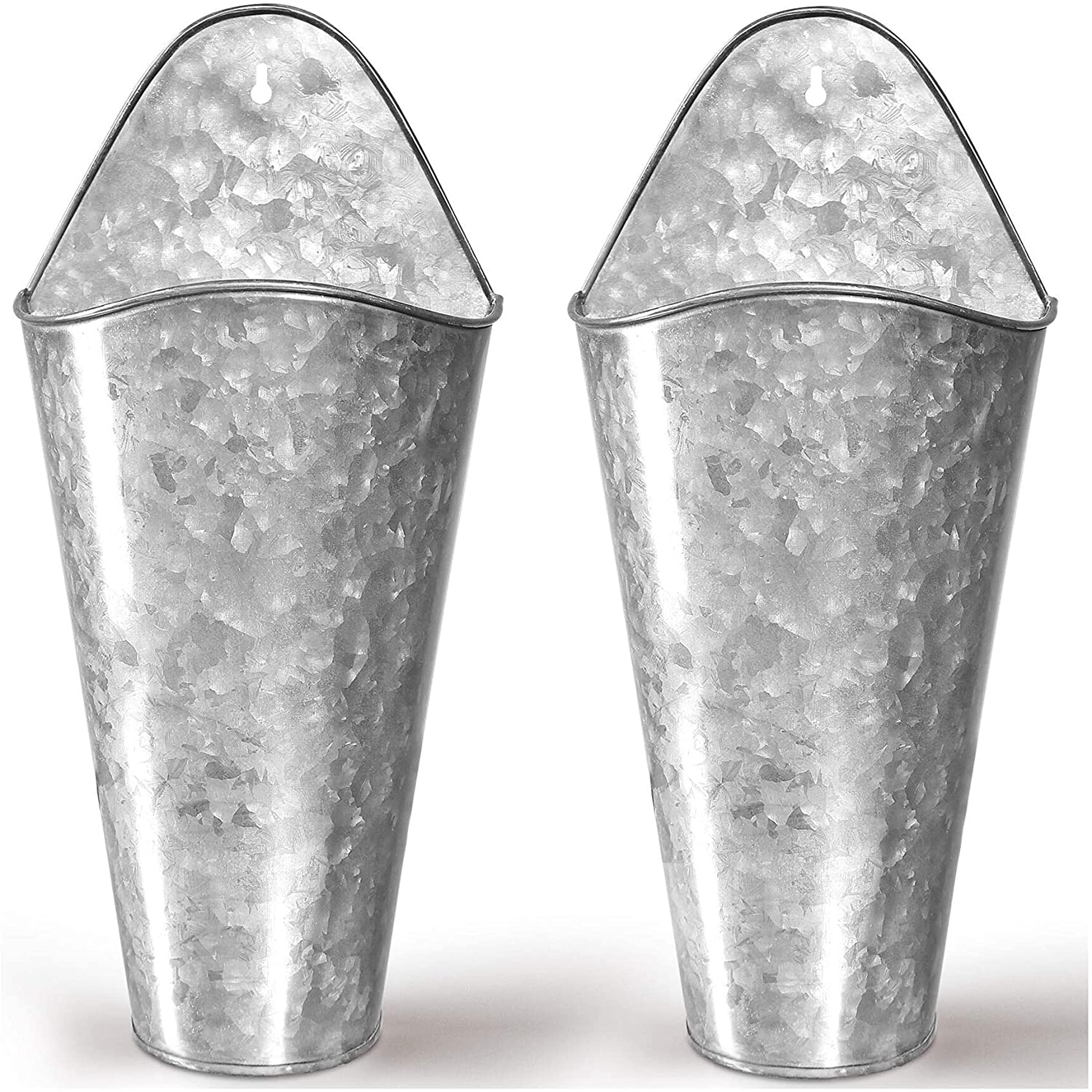 Hallops galvanized wall planters two large front view for rustic farmhouse florals.