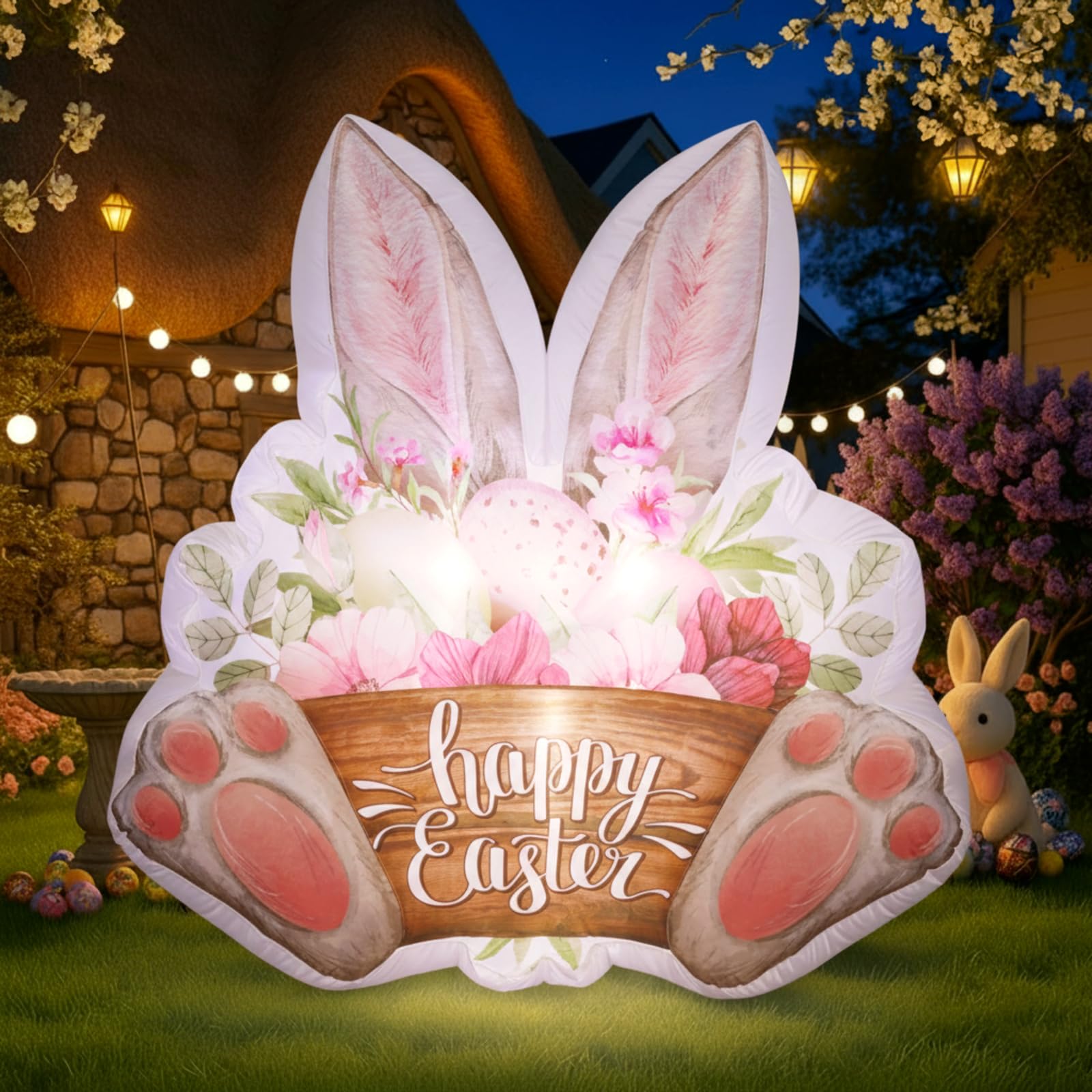 Halloscume 5ft Easter inflatable rabbit front view for a bold outdoor photo backdrop