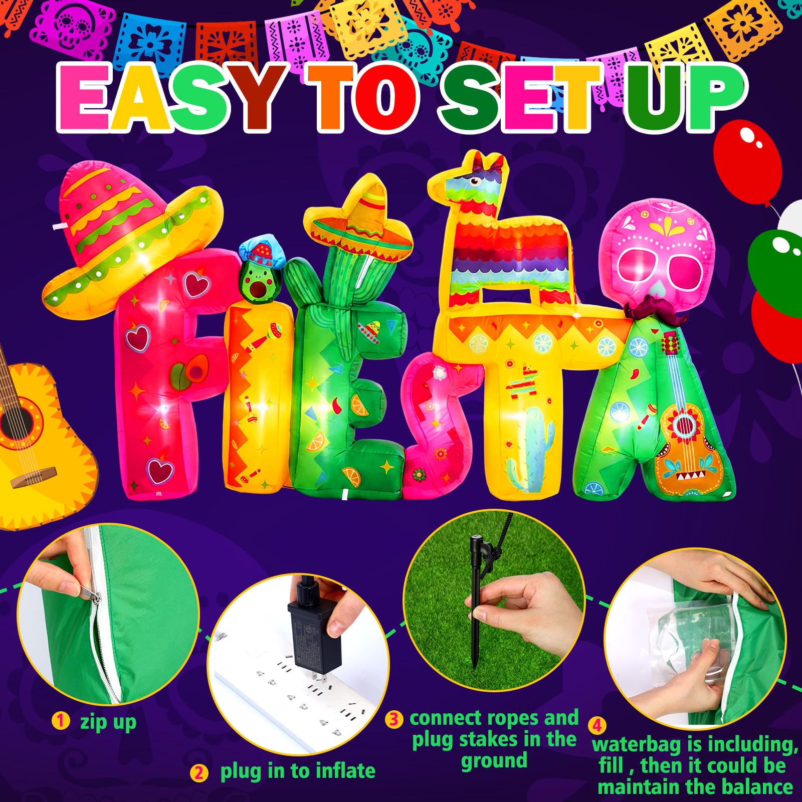 Halloscume LED fiesta inflatable lights up the display for evening parties