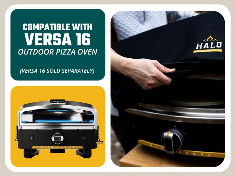 HALO Versa 16 cover back view highlighting durable PVC-coated fabric against elements.