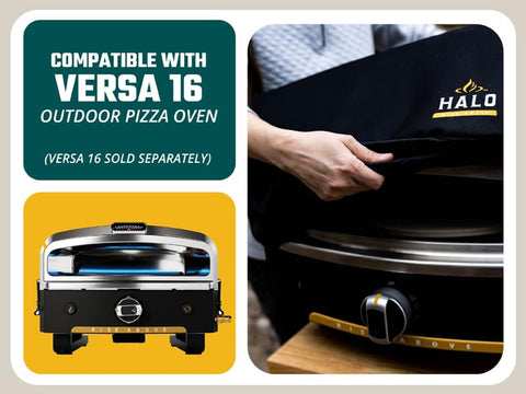 HALO Versa 16 cover back view highlighting durable PVC-coated fabric against elements.