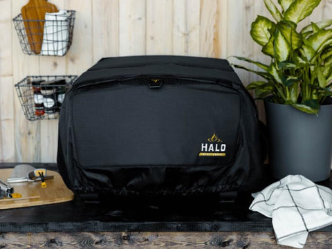 HALO Versa 16 cover folded for storage and easy hanging.