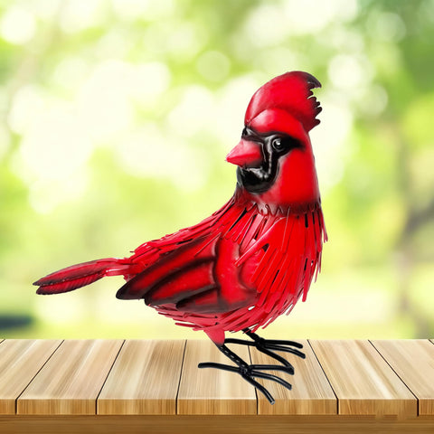 Halobirdsir metal red cardinal yard art adds lasting outdoor color