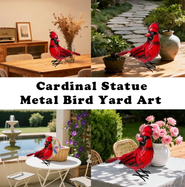 Halobirdsir realistic cardinal bird sculpture for a natural focal point