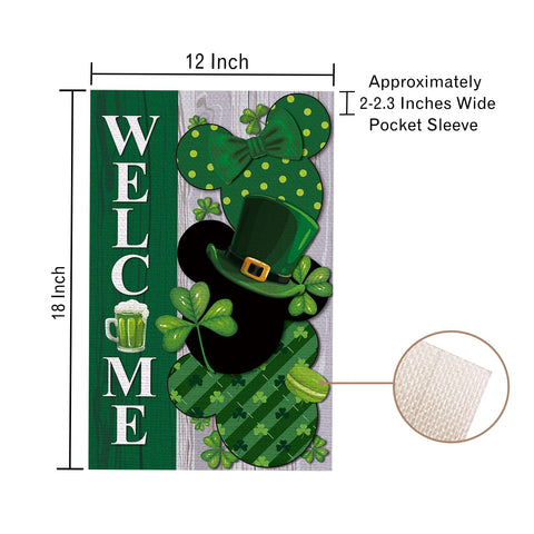 HALOSWASUN flag with green leprechaun hat for festive garden décor