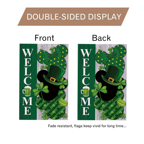 HALOSWASUN flag featuring shamrock pattern for seasonal curb appeal