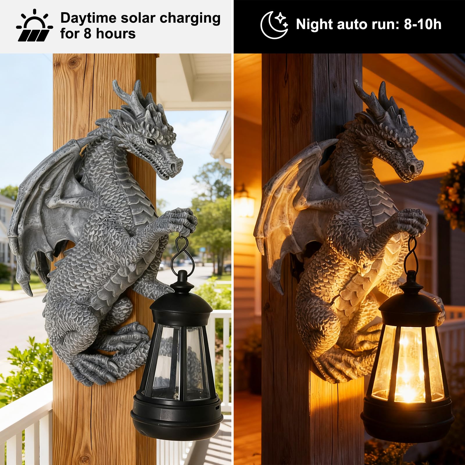 Halovin weatherproof resin dragon decor withstands rain and temperature shifts.