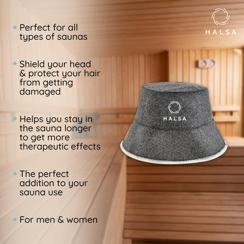 Halsa Sauna Hat unisex design fits both men and women.