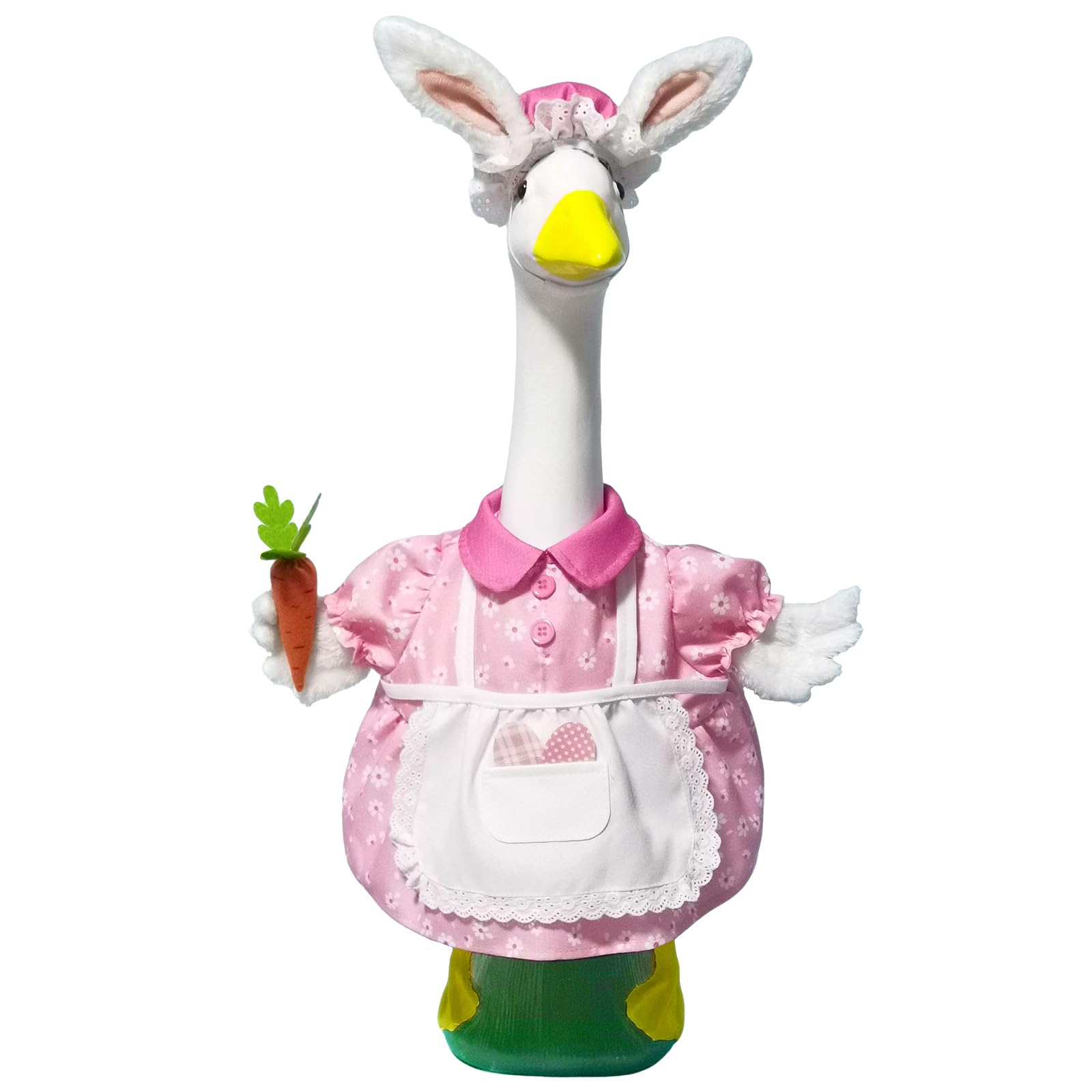 HALSHI Easter Bunny Goose Outfit on porch goose for festive outdoor decor