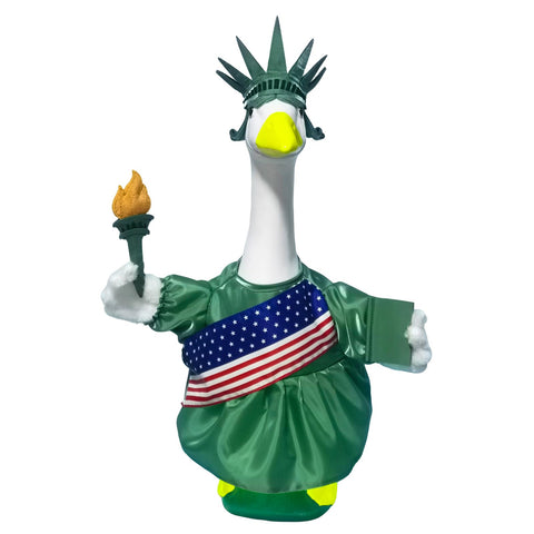 HALSHI goose-torch-tablet-costume highlights Liberty symbolism for yard displays.