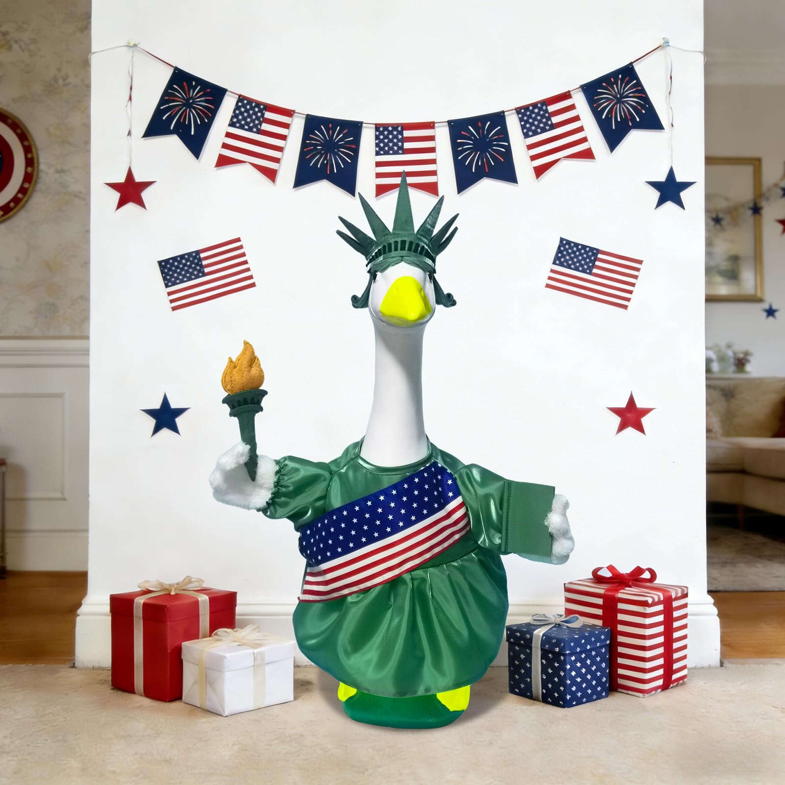 HALSHI indoor-outdoor-patriotic-goose-costume suits year-round decor needs.