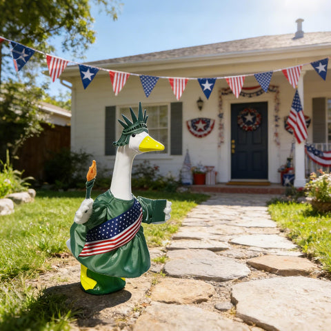 HALSHI memorial-day outdoor-decor transforms garden into patriotic scene.