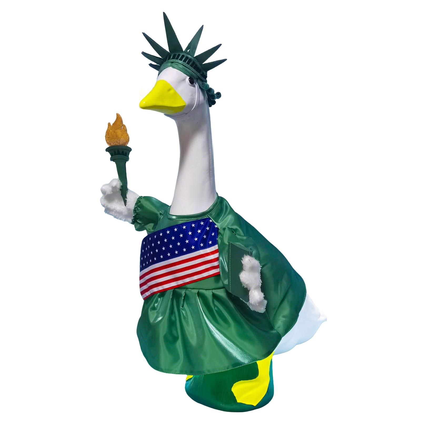 HALSHI statue-liberty-goose-outfit enhances porch decor for patriotic displays.