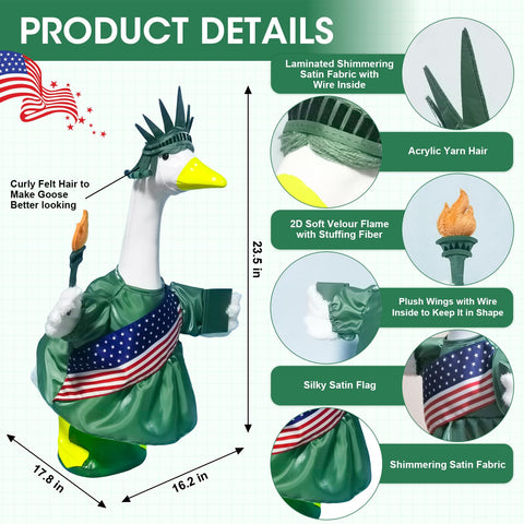 HALSHI us-flag-dress-goose-costume adds festive flair to outdoor spaces.