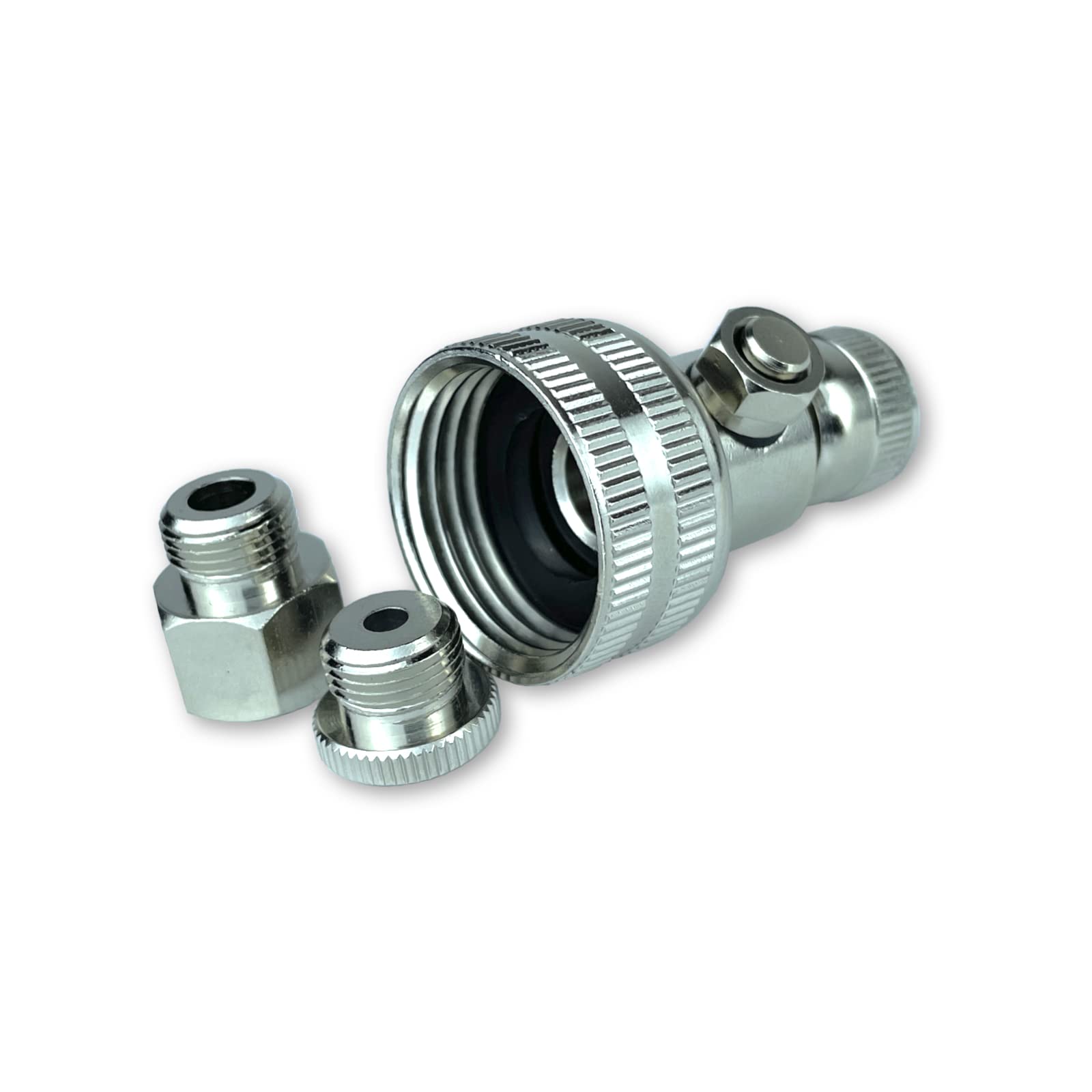 Adapter with garden hose connection for Haltec N-1091 valve stem
