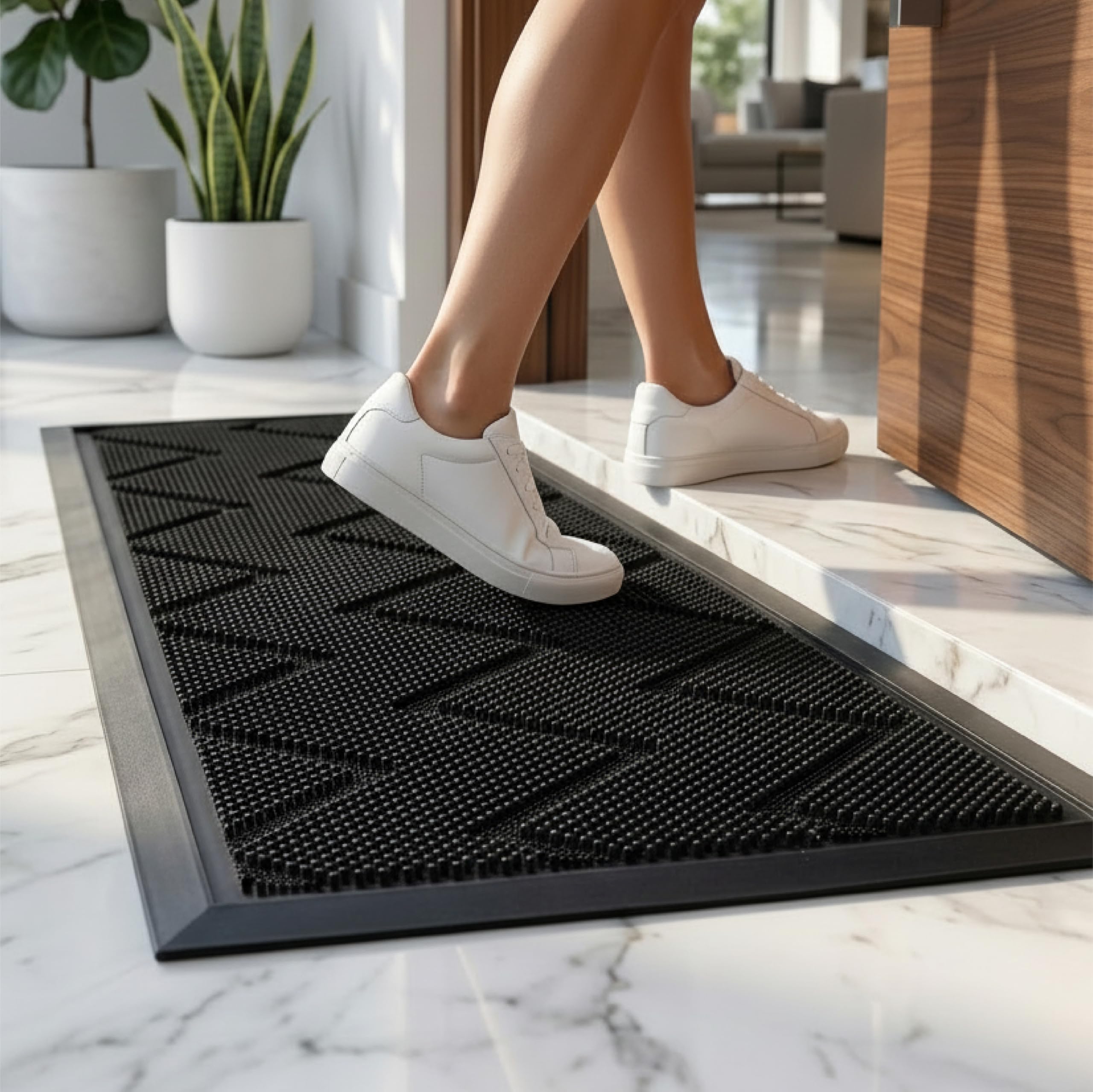 HAMARA front door mat with anti-slip backing keeps entryway in place