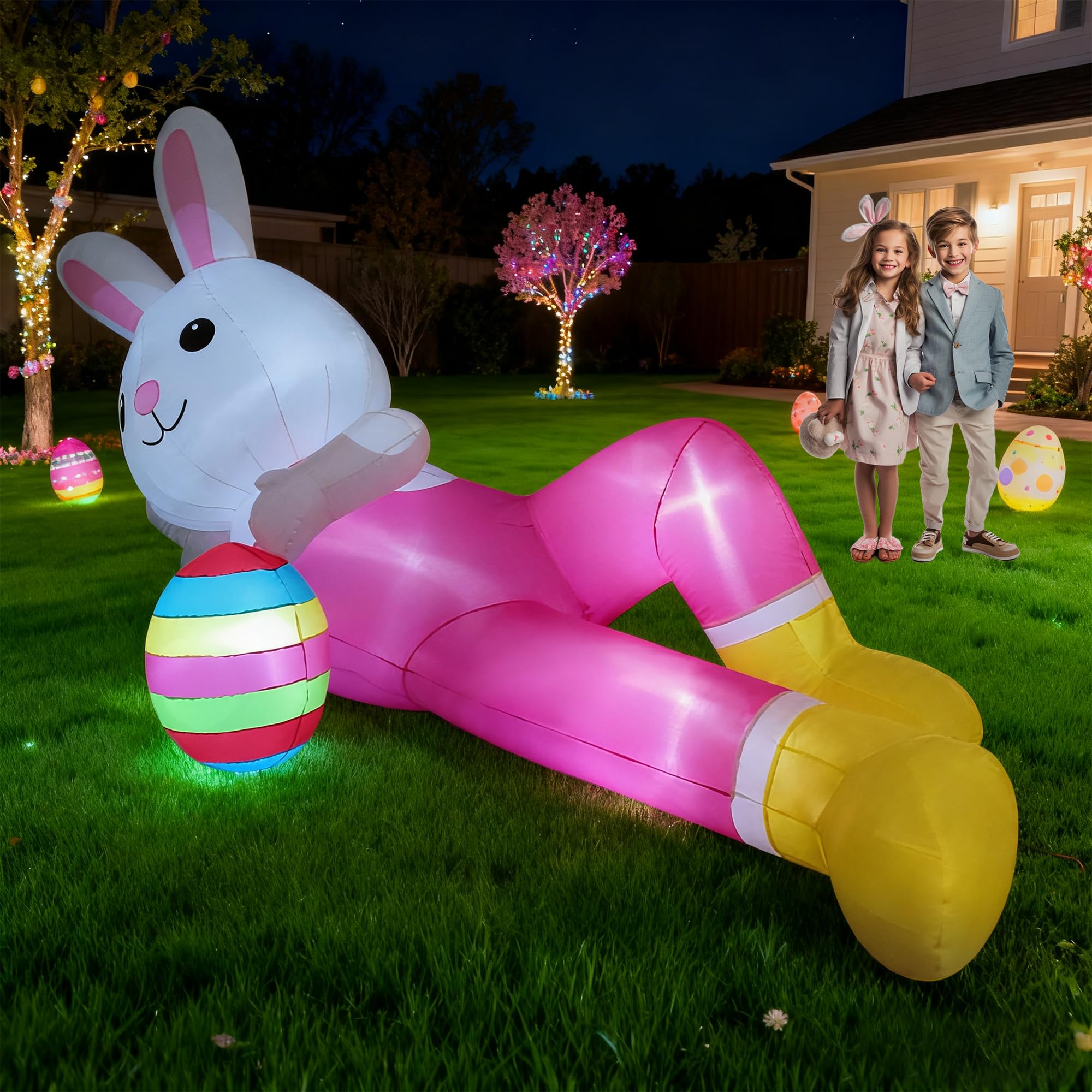 Hamito garden-lawn bunny inflatable creating a focal point for outdoor celebrations.