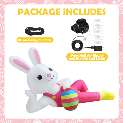 Hamito giant Easter bunny inflatable LED-lit for eye-catching yard decor after dusk.