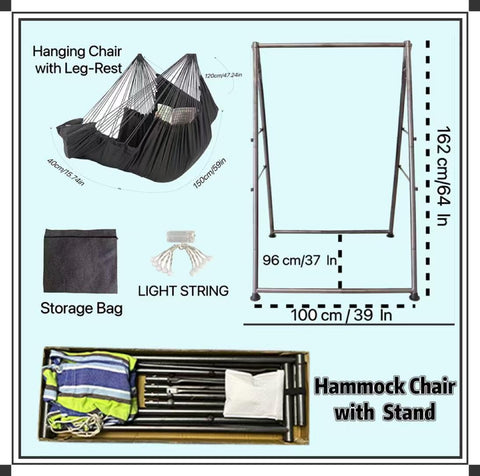 Hammock Chair Stand anti-tip design demonstrates stable support up to 450 pounds.