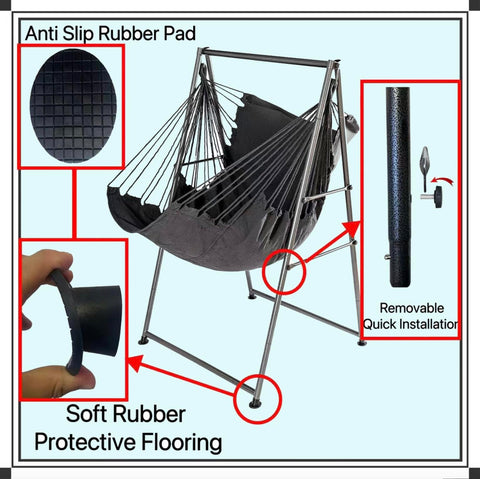 Hammock Chair Stand cozy seating for relaxing reading or meditation.