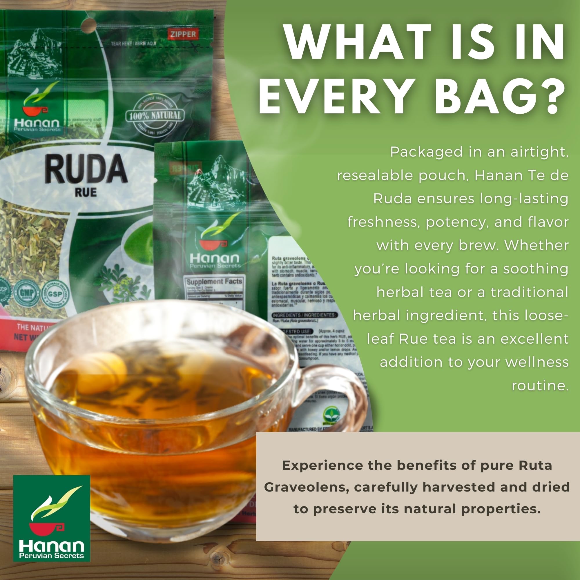 Hanan Rue tea infuser steeping, balanced infusion for a relaxing mood.