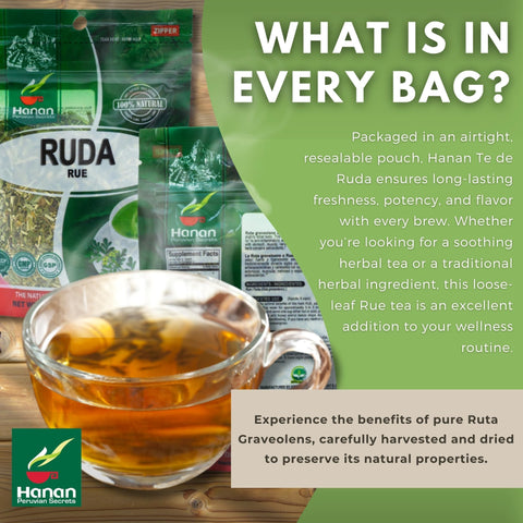 Hanan Rue tea infuser steeping, balanced infusion for a relaxing mood.
