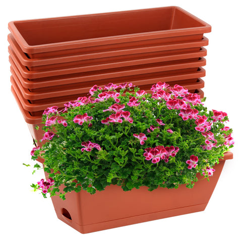 Hananojia 8pcs window box planter red close-up showing durable outdoor design