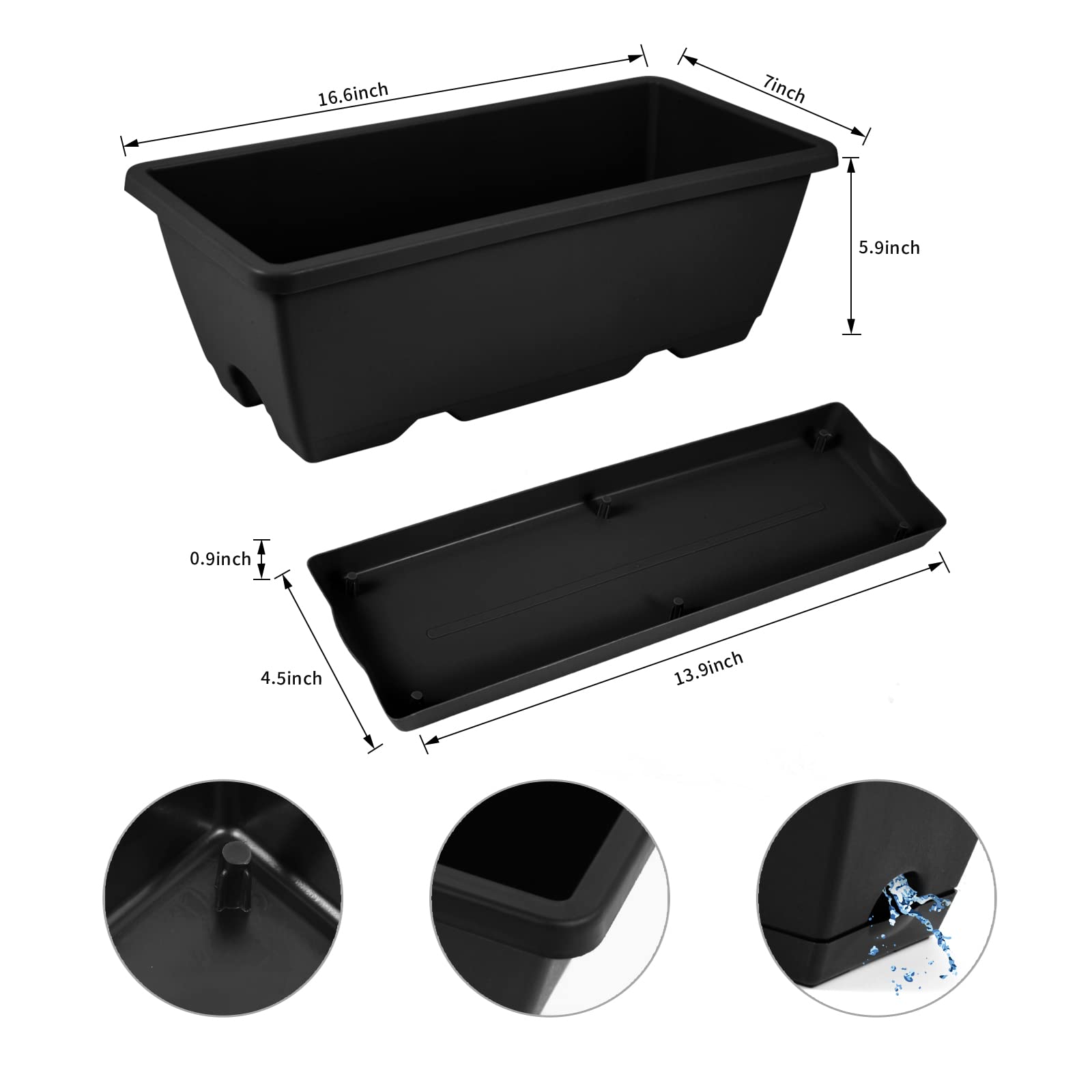 Hananojia durable plastic window planter withstands sun and wind for lasting outdoor use.