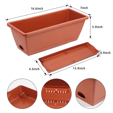 Hananojia rectangular window box planter on sill with compact herbs