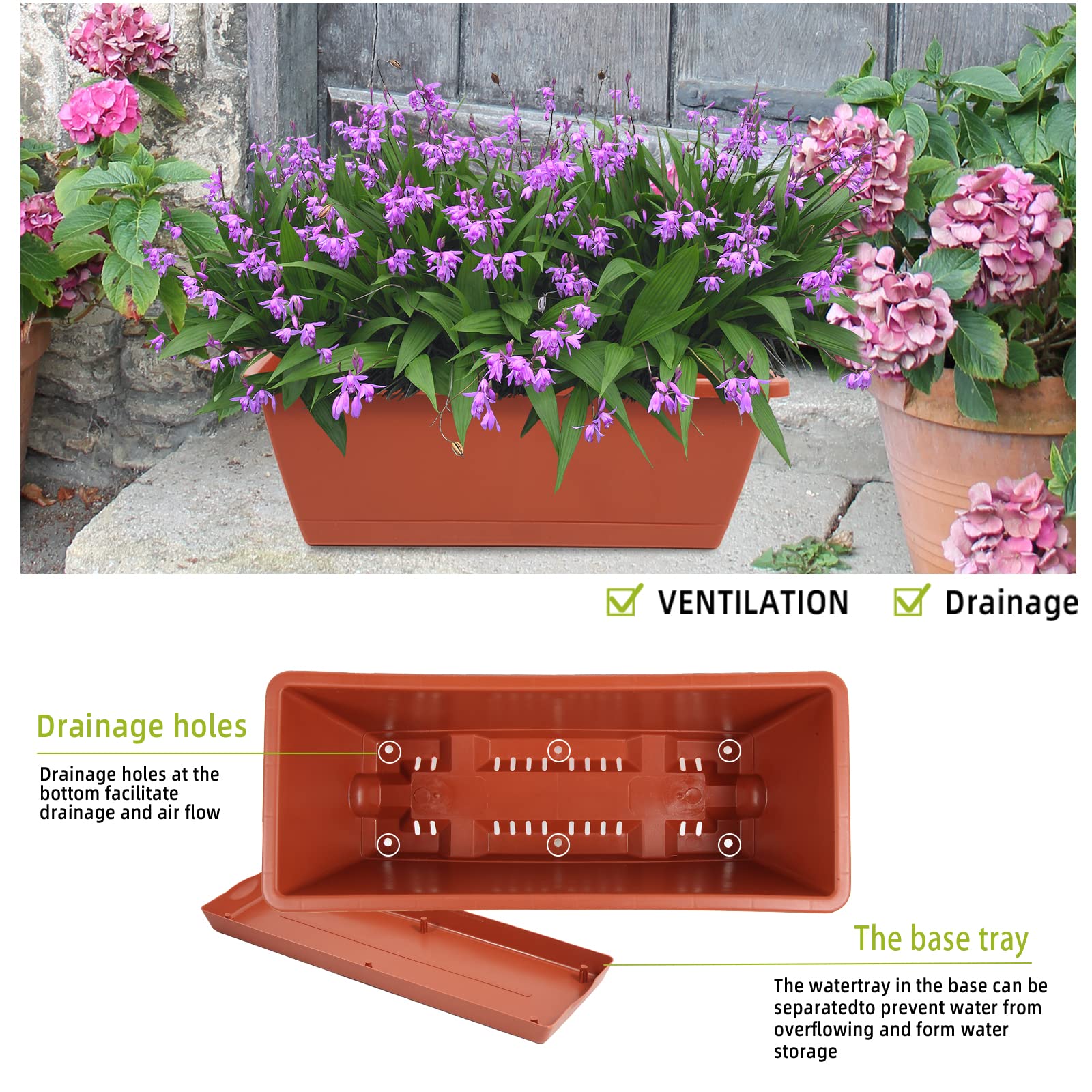 Hananojia red patio window planter setup ideal for herbs and greens