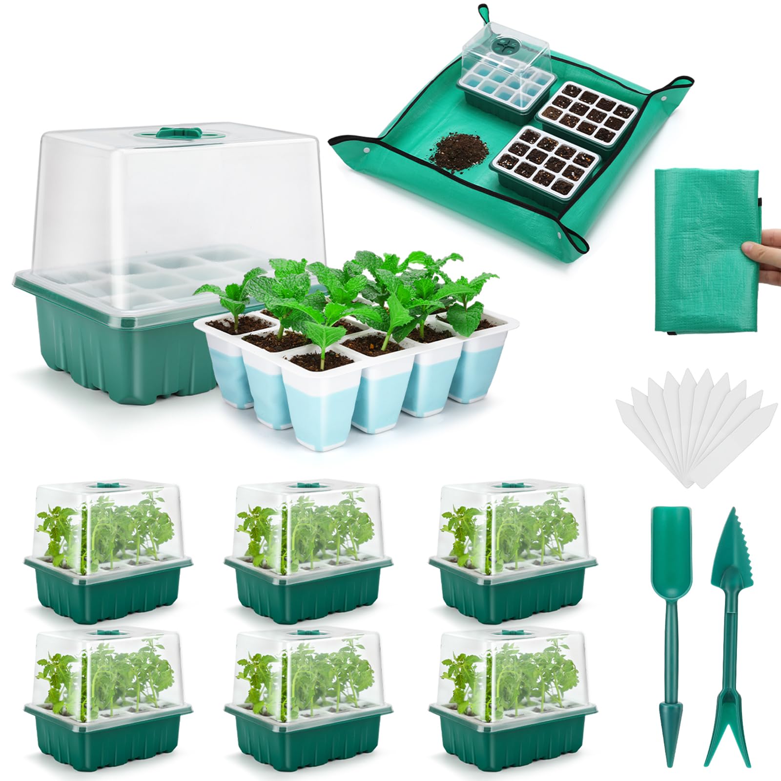 Hanaoyo 72-cell silicone seed starter tray set designed for organized indoor germination.