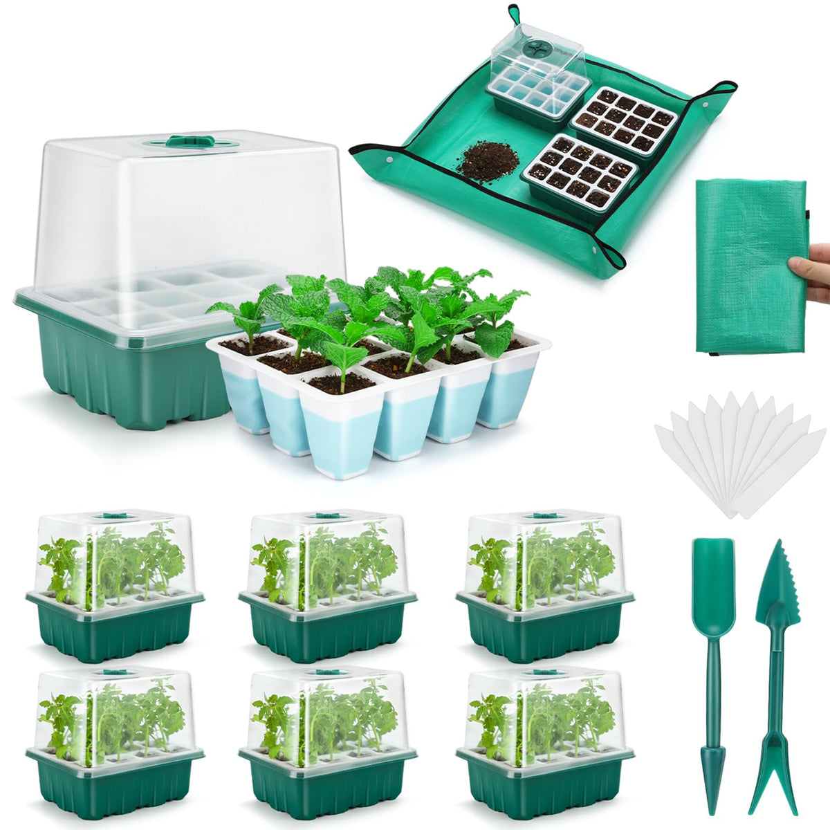 Hanaoyo 72-cell silicone seed starter tray set designed for organized indoor germination.
