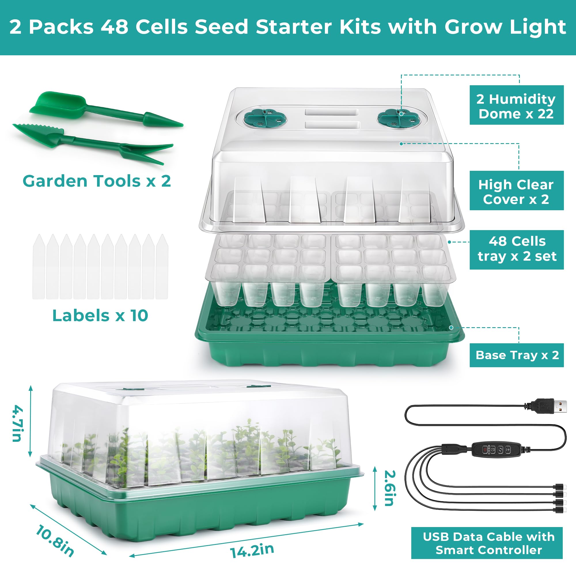 Hanaoyo full-spectrum LED lights support photosynthesis for faster germination.