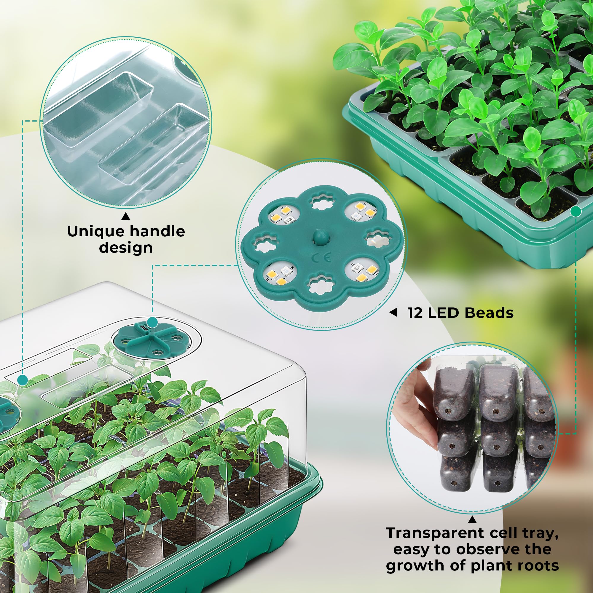 Hanaoyo humidity dome with vent helps regulate moisture for healthy seedlings.