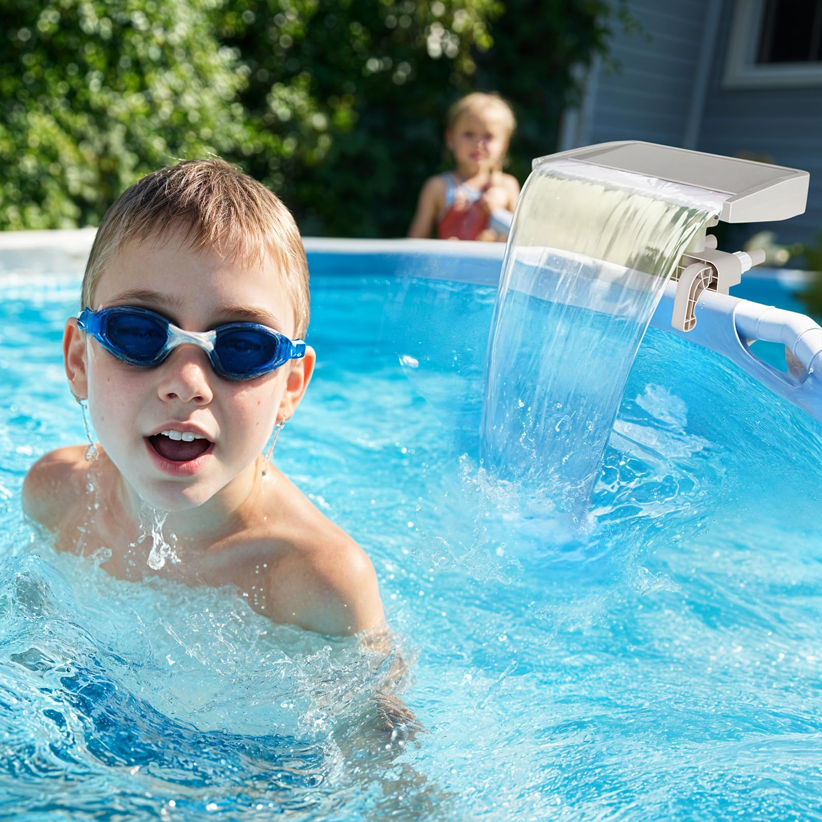 Hanaoyo Pool Fountain Waterfall adjustable clamps provide a secure fit on various rims.