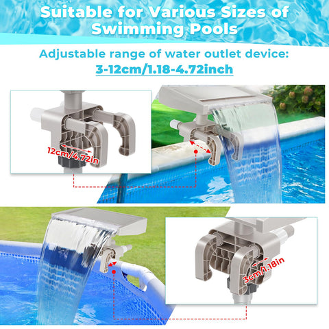 Hanaoyo Pool Fountain Waterfall installation demonstrates quick, tool-free setup on pool edge.