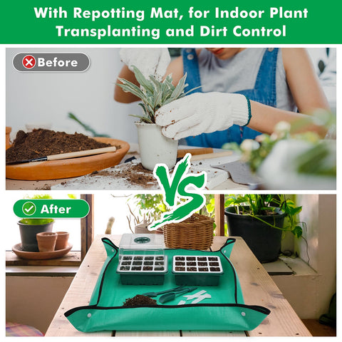 Hanaoyo waterproof repotting mat keeps surfaces clean during transplanting and soil work.