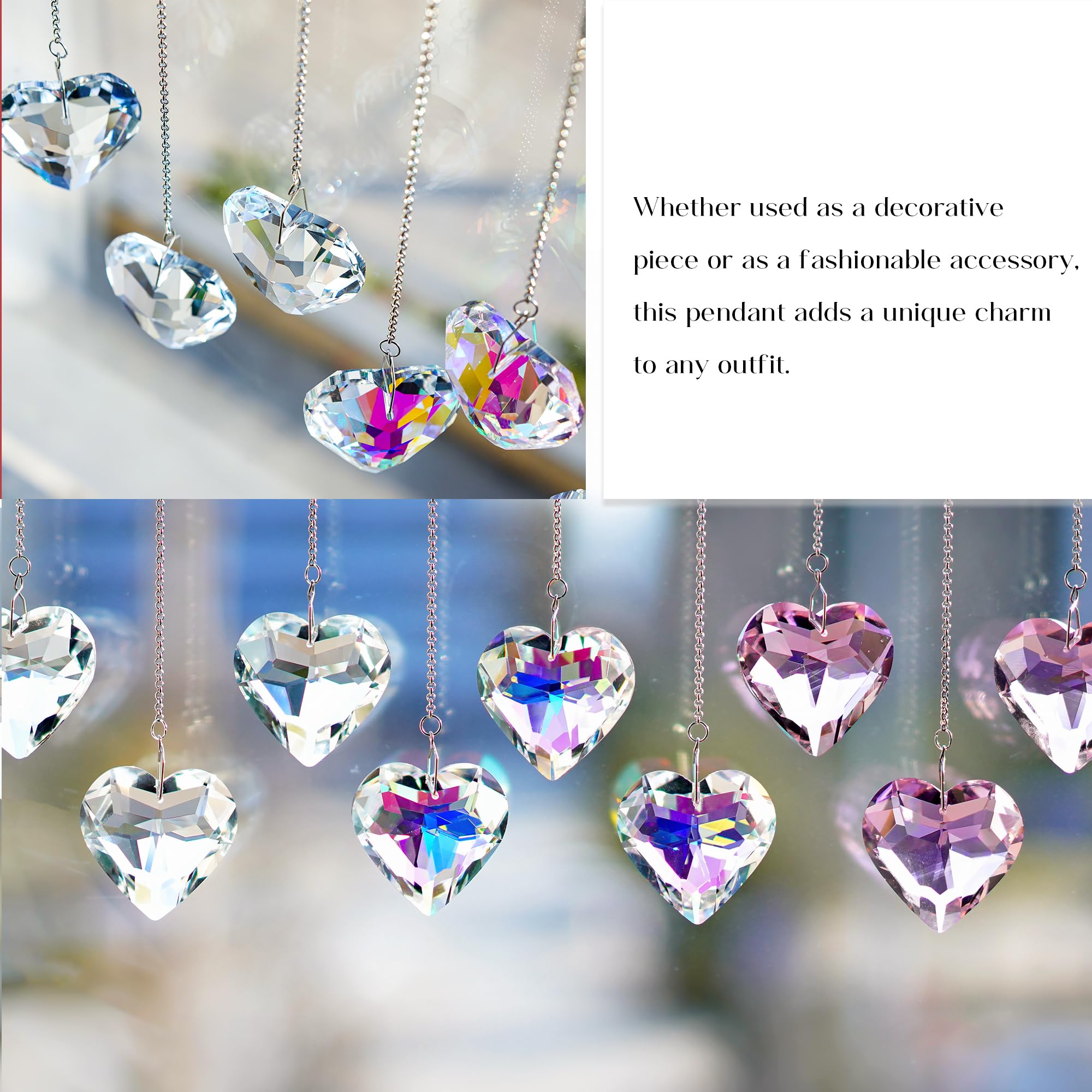 Rainbow light reflections through 50mm crystal heart suncatcher by H&D Hyaline & Dora