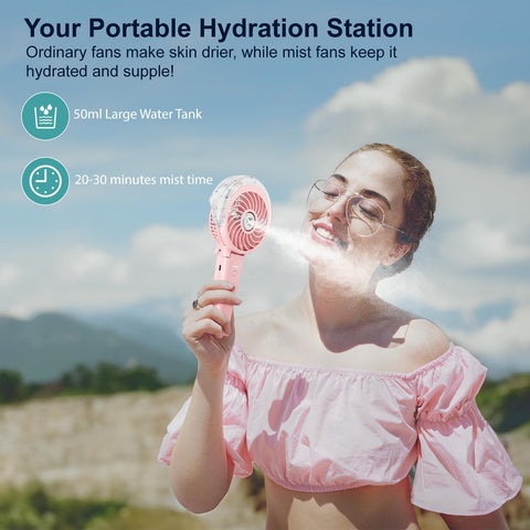 HandFan held outdoors showing mist and breeze
