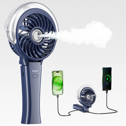 HandFan Disney Royal Blue misting fan front view for all-day cooling on the go.